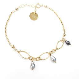 [OVAL3K] Bracelet plaqué or 3 KEISHIS EN BRELOQUE MAILLES OVALES