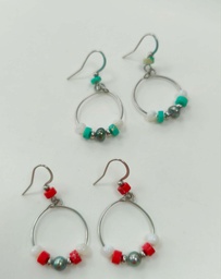 Boucles d'oreilles acier inoxydable +keishis + pierres