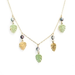 [5BREL] COLLIER BRELOQUES 5 APE 5 KEISHIS - ACIER DORE