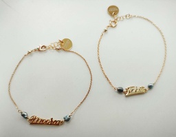 [BRTAMOZ] Bracelet en plaqué or TAHITI ou MOOREA + 2 keishis