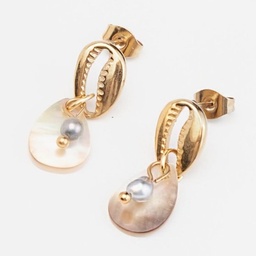 [CORIKMINI] BOUCLES D OREILLES MINI CORI MINI NACRE ET KEISHI - ACIER DORE