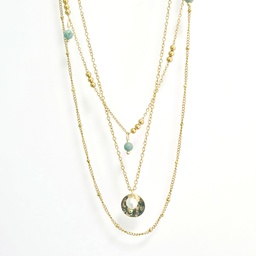 Collier en acier doré pierres + estampe + 1 keishi