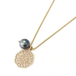 [COROP] COLLIER ROSACE FLOCON ET PERLE DE TAHITI - PLAQUE OR