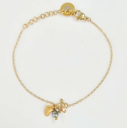 [MINITORTUE] BRACELET TORTUE COEUR ET KEISHI - ACIER DORE