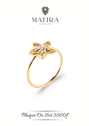 Bague plaqué or fleur zircons